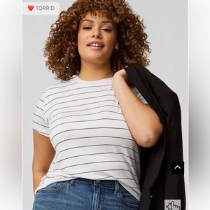 Torrid Super Soft Black and White Striped Tee